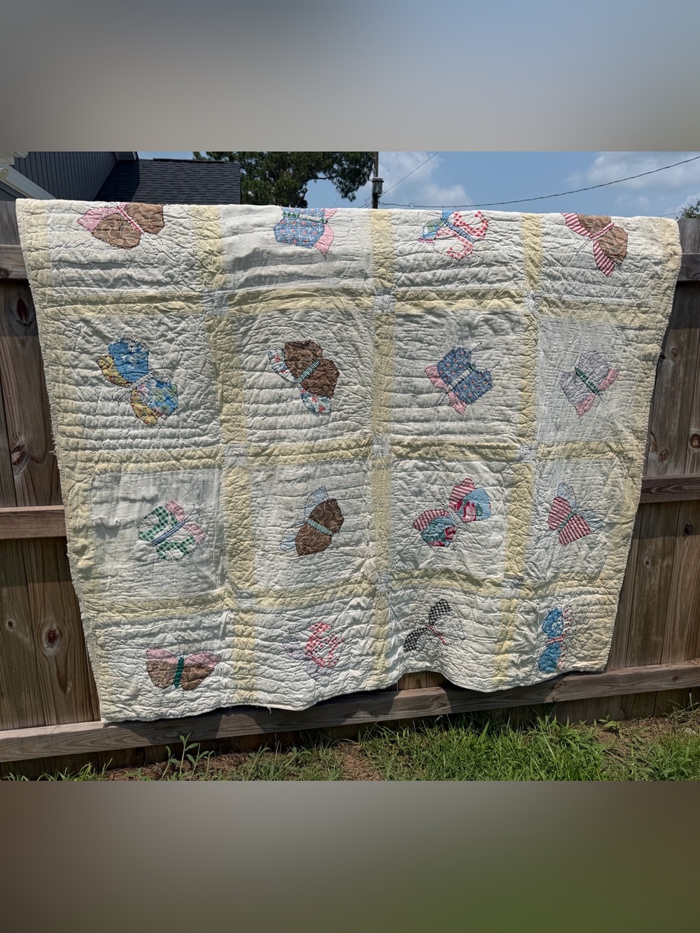 Vintage Handmade Butterfly Quilt